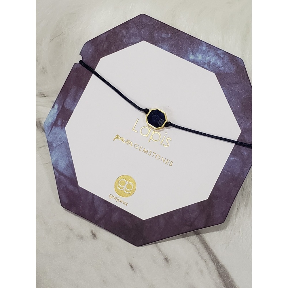 NWT GORJANA Power Gemstone Bracelet LAPIS WISDOM adjustable dainty cord